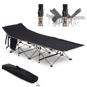 Outsunny Folding Camping Cot for Adults with Carry Bag, Side Pocket, Outdoor Portable Sleeping Bed for Travel, Camp, Vacation, 330 lbs. Capacity