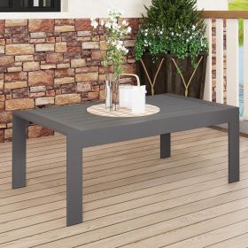 All-Weather Aluminum Outdoor Coffee Table, Modern Coffee Table for Outside, Rectangle Patio Coffee Table-Gray