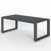 Coffee Table - Powder-Coated Aluminum and Glass Lightweight Table- Versatile Use- Rectangular - Gray