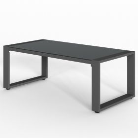 Coffee Table - Powder-Coated Aluminum and Glass Lightweight Table- Versatile Use- Rectangular - Gray