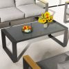 Coffee Table - Powder-Coated Aluminum and Glass Lightweight Table- Versatile Use- Rectangular - Gray