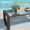 Coffee Table - Powder-Coated Aluminum and Glass Lightweight Table- Versatile Use- Rectangular - Gray