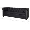 Chesterfield 3-Seater Artificial Leather Black