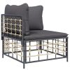 3 Piece Patio Lounge Set with Cushions Anthracite Poly Rattan