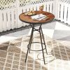 28 Inches Outdoor Bar Table with Wood-Like Tabletop for Backyard Garden