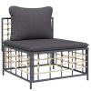 4 Piece Patio Lounge Set with Cushions Anthracite Poly Rattan