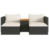 Rattan Acacia 5 Piece Patio Sofa Set with Cushions Black Poly