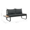 2 Piece Patio Corner Sofa Set with Cushions Aluminum WPC