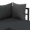 2 Piece Patio Corner Sofa Set with Cushions Aluminum WPC