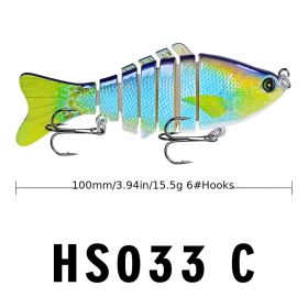 Hard Plastic 3D Bionic Eyes Freshwater Saltwater Bass Top Water Jointed Fish Lures (Color: Color C)