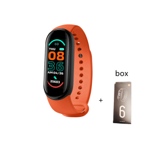 Smart Bracelet Men Fitness Smart Wristband Women Sports Tracker (Color: Orange with Box)