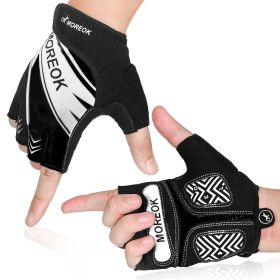 MOREOK Biking Gloves Half Finger Shockproof Mountain Bike Gloves (Color: Black, size: M)