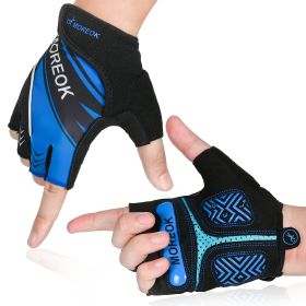 MOREOK Biking Gloves Half Finger Shockproof Mountain Bike Gloves (Color: Blue, size: S)