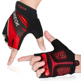 MOREOK Biking Gloves Half Finger Shockproof Mountain Bike Gloves (Color: Red, size: XXL)