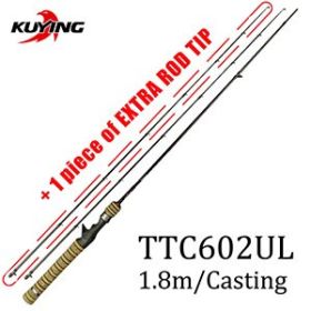 KUYING TETON   Super Ultra Soft Light Baitcasting Casting Spinning Lure Fishing Rod (Color: TTC602UL COMBO)