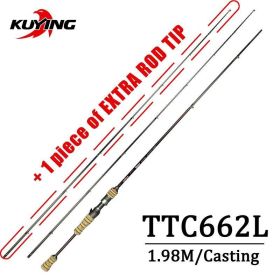 KUYING TETON   Super Ultra Soft Light Baitcasting Casting Spinning Lure Fishing Rod (Color: TTC662L COMBO)