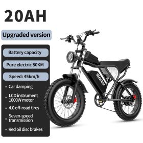 Ridstar Q20 Electric Bike 2000W 48V 40AH Waterproof Powerful Dual motor 20*4.0 Fat Tire For Mountain Electric Bicycle For Adult (Color: 48V-20AH)