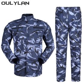 Oulylan Combat Uniform Camo Tactical Suit Men Special Forces Coat Pant Fishing Camouflage Militar Hunting Clothes (Color: ocean, size: M)