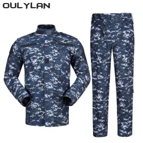 Oulylan Combat Uniform Camo Tactical Suit Men Special Forces Coat Pant Fishing Camouflage Militar Hunting Clothes (Color: ocean Digital, size: XXXL)