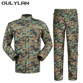 Oulylan Combat Uniform Camo Tactical Suit Men Special Forces Coat Pant Fishing Camouflage Militar Hunting Clothes (Color: green Digital, size: S)