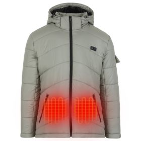 Helios - Puffed Style Heated Coat (Color: Silver Gray- Male, size: XL)