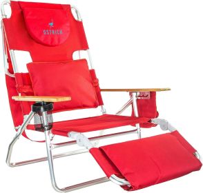 Ostrich Deluxe 3 in 1 Beach Chair with Face Opening (Color: Red)