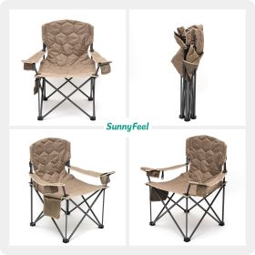 XXL Oversized Camping Chair Heavy Duty 500 LBS for Big Tall People Above 6'4 Padded Portable Folding Sports Lawn Chairs with Armrest Cup Holder & Pock (Color: kachi)