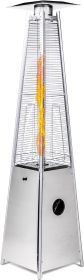 Delta X5 Pyramid Patio Heater, 40,000BTU Outdoor Patio Heater, Quartz Glass Tube Propane Heaters for Patio with Wheels, Triple Protection System (Color: Silver, Form Factor: Tower)