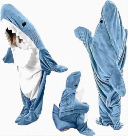 Shark Blanket Hoodie Onesie for Adults and Kids, Cozy Flannel Shark Costume Shark Sleeping Bag (size: 67-72in)