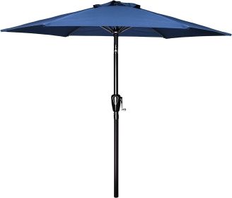 7.5 ft Patio Umbrella with Center Pole (Color: Blue)