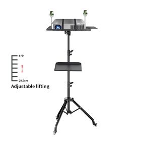 Projector Floor Tripod 90/125cm Stand Laptop Tripod Adjustable Height Mixer Standing Desk Outdoor Computer Desk Stand with Tray (Color: 145cm)