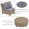 [VIDEO provided] 6 - Person Fan-shaped Rattan Suit Combination with Cushions and Table,Suitable for Garden