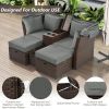 2-Seater Outdoor Patio Daybed Outdoor Double Daybed Outdoor Loveseat Sofa Set with Foldable Awning and Cushions for Garden, Balcony, Poolside